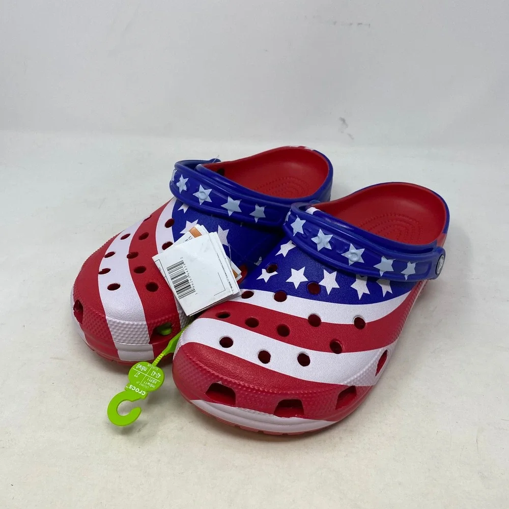 Crocs Classic American Flag Clog Mens 9 Womens 11 Stars Stripes Red White Blue